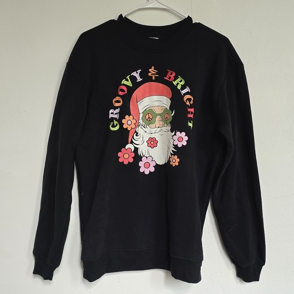 Better Together Groovy & Bright Santa Christmas Sweater Size Small